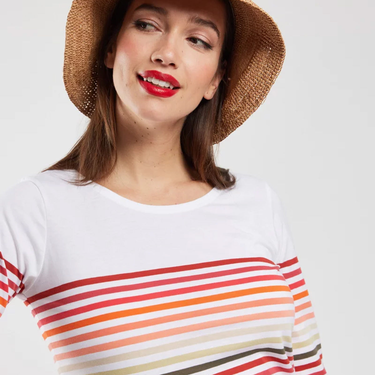 Matrosenshirt mit 3/4-Arm – Ringel bunt