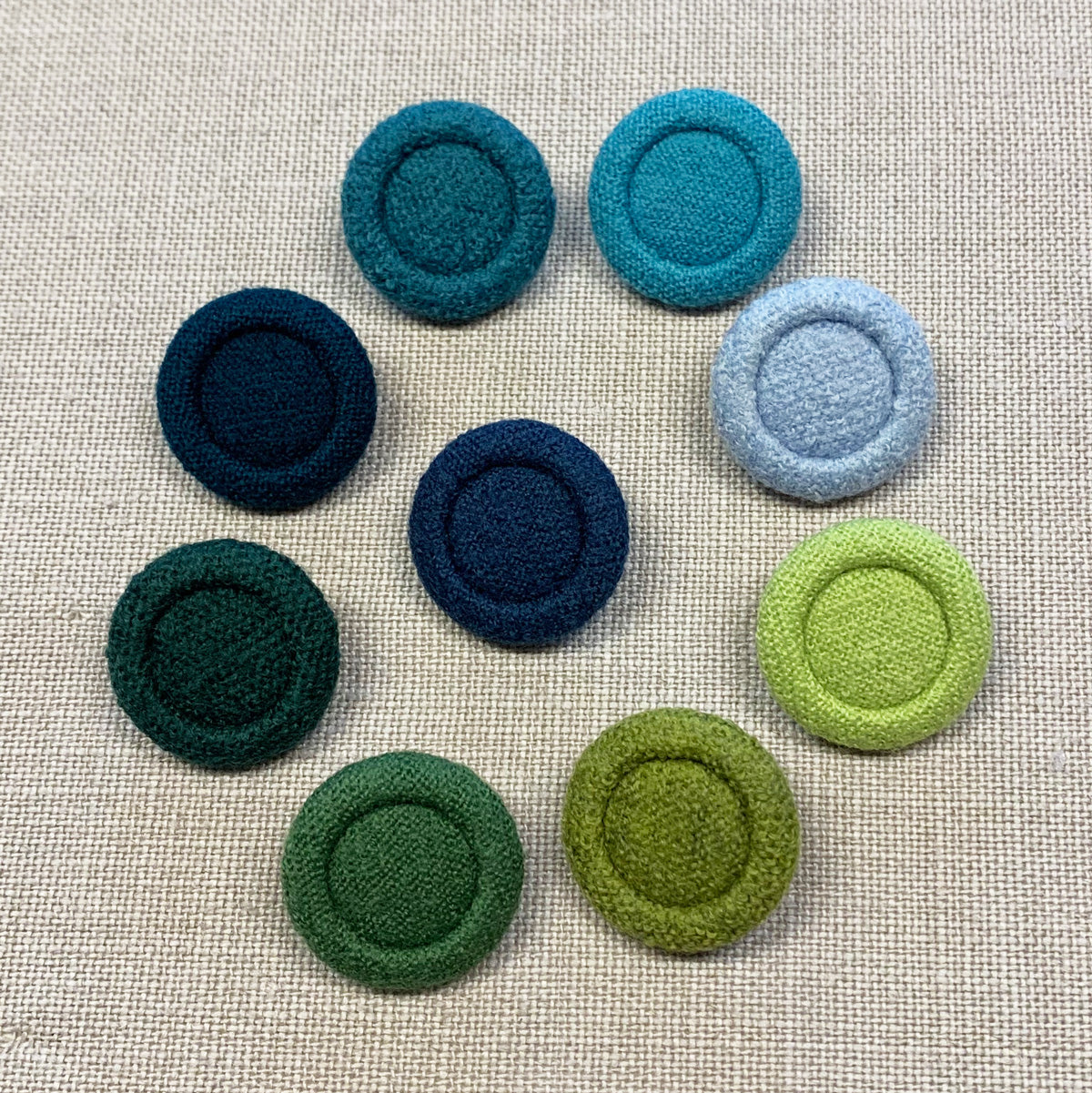 Wollknöpfe uni | blau-grün 44" – 5er-Set