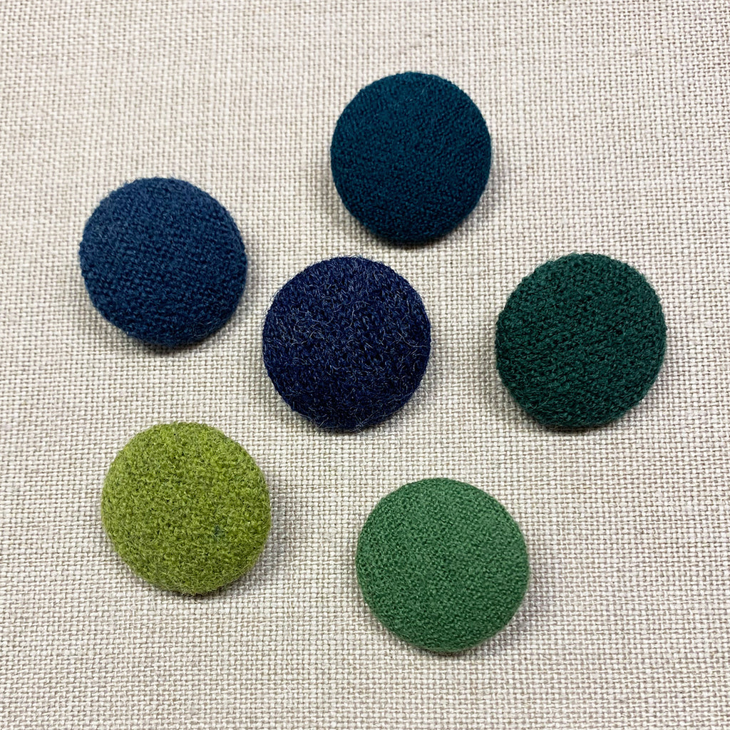 Wollknöpfe uni | blau-grün 44" – 5er-Set