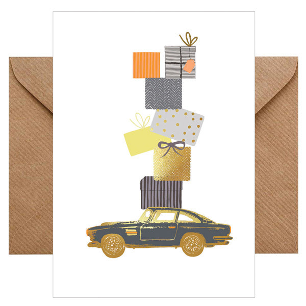 Klappkarte – Auto mit Geschenken