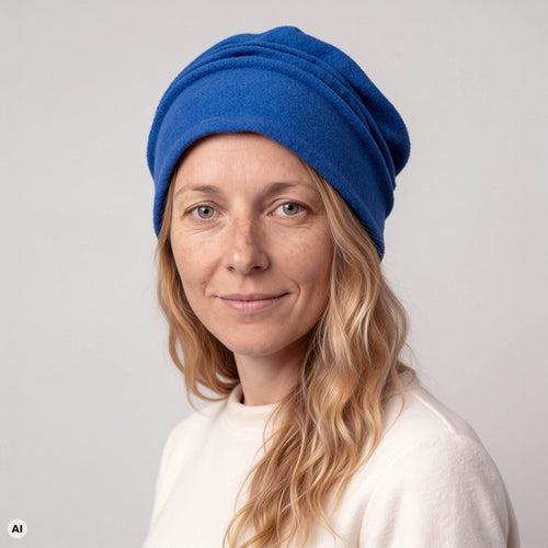 Biesenkappe blau – Nahaufnahme, mit KI bearbeitet
