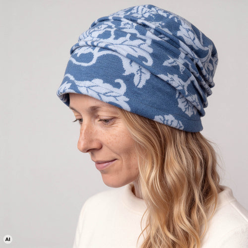 Biesenkappe blau – Nahaufnahme, mit KI bearbeitet