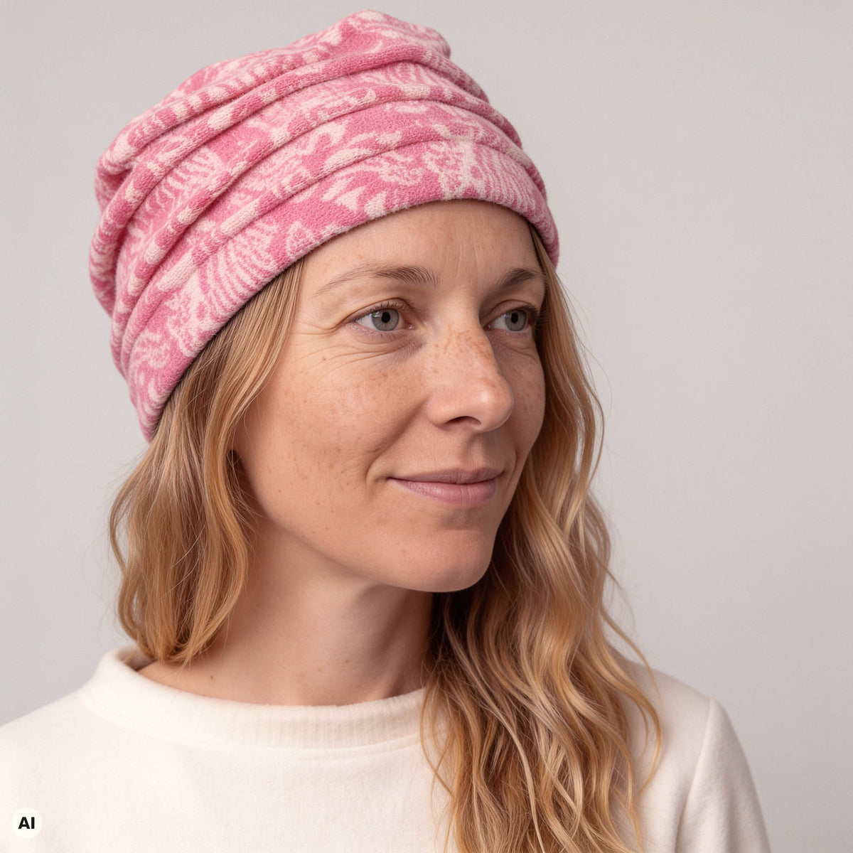 Biesenkappe rosa – Nahaufnahme, mit KI bearbeitet