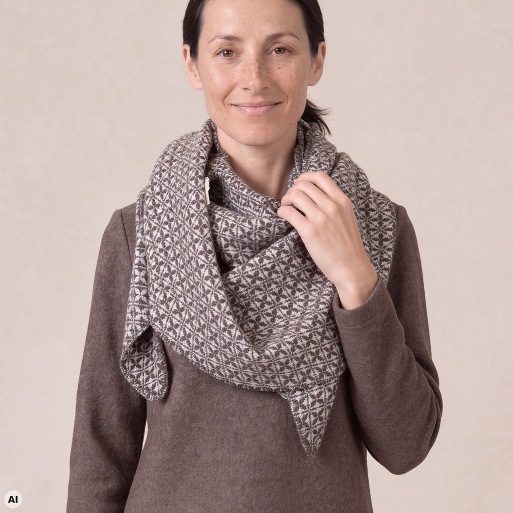Dreiecktuch braun – Vorderansicht, mit KI bearbeitet