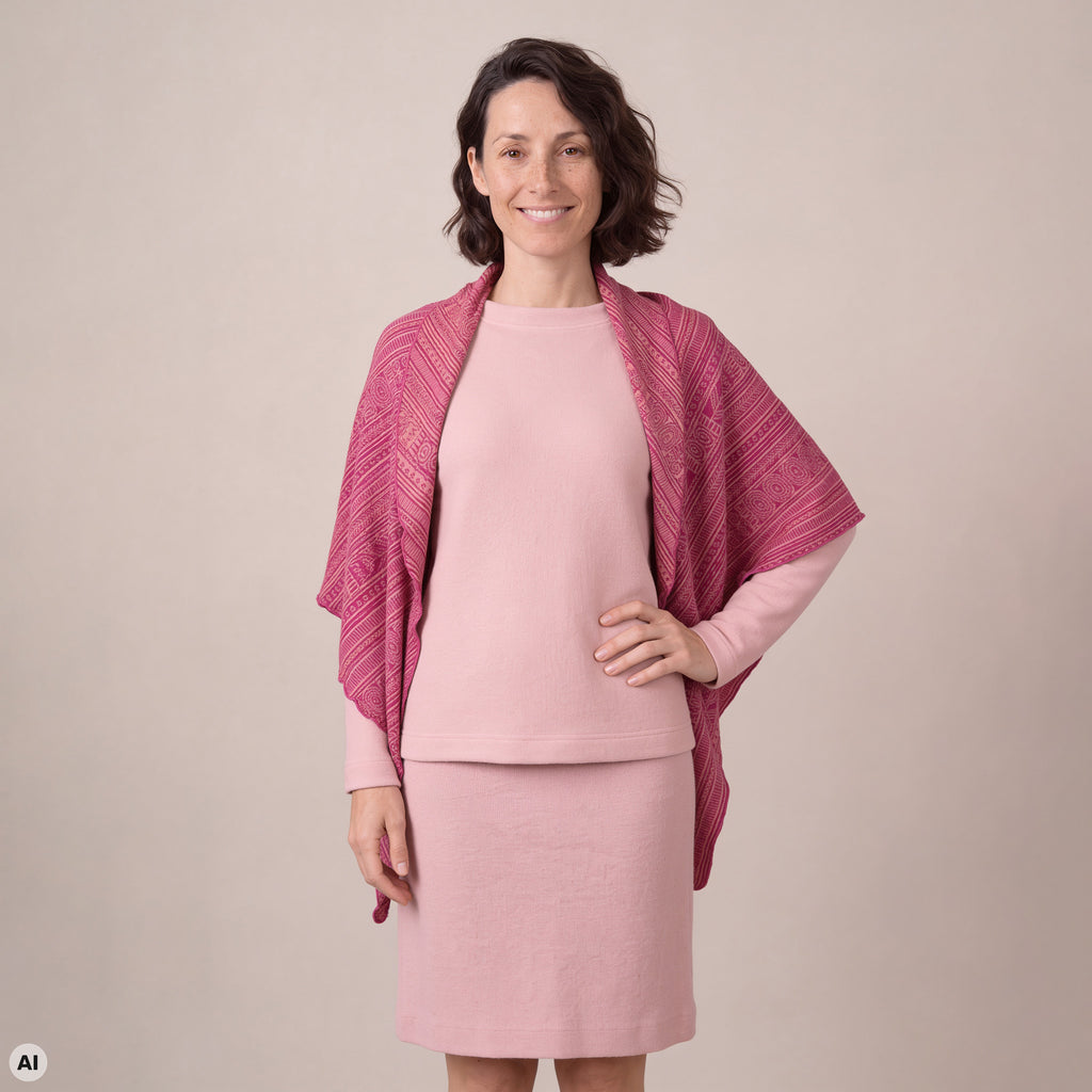 Dreiecktuch pink – Vorderansicht, mit KI bearbeitet