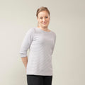 U-Bootshirt mit 3/4-Arm – Ringel