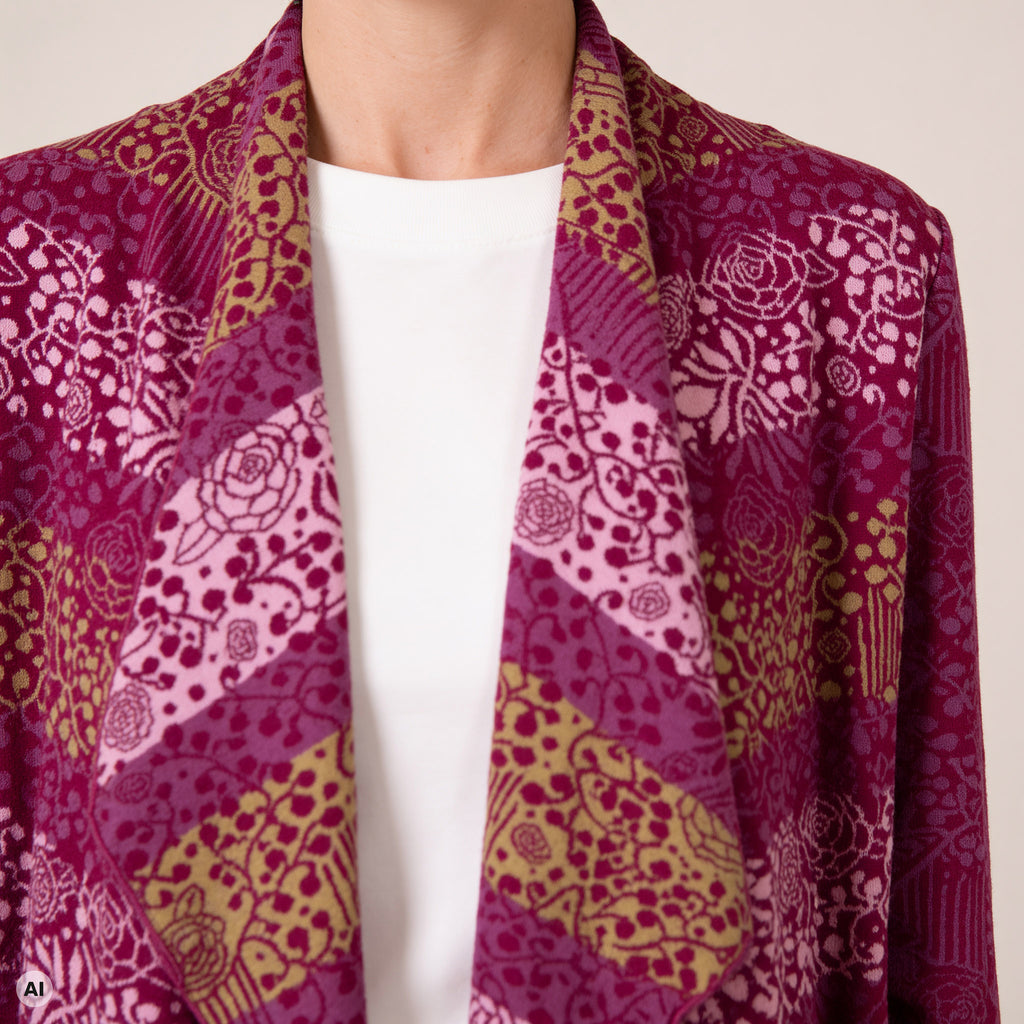 Hüllenjacke pink – Detailansicht, mit KI bearbeitet