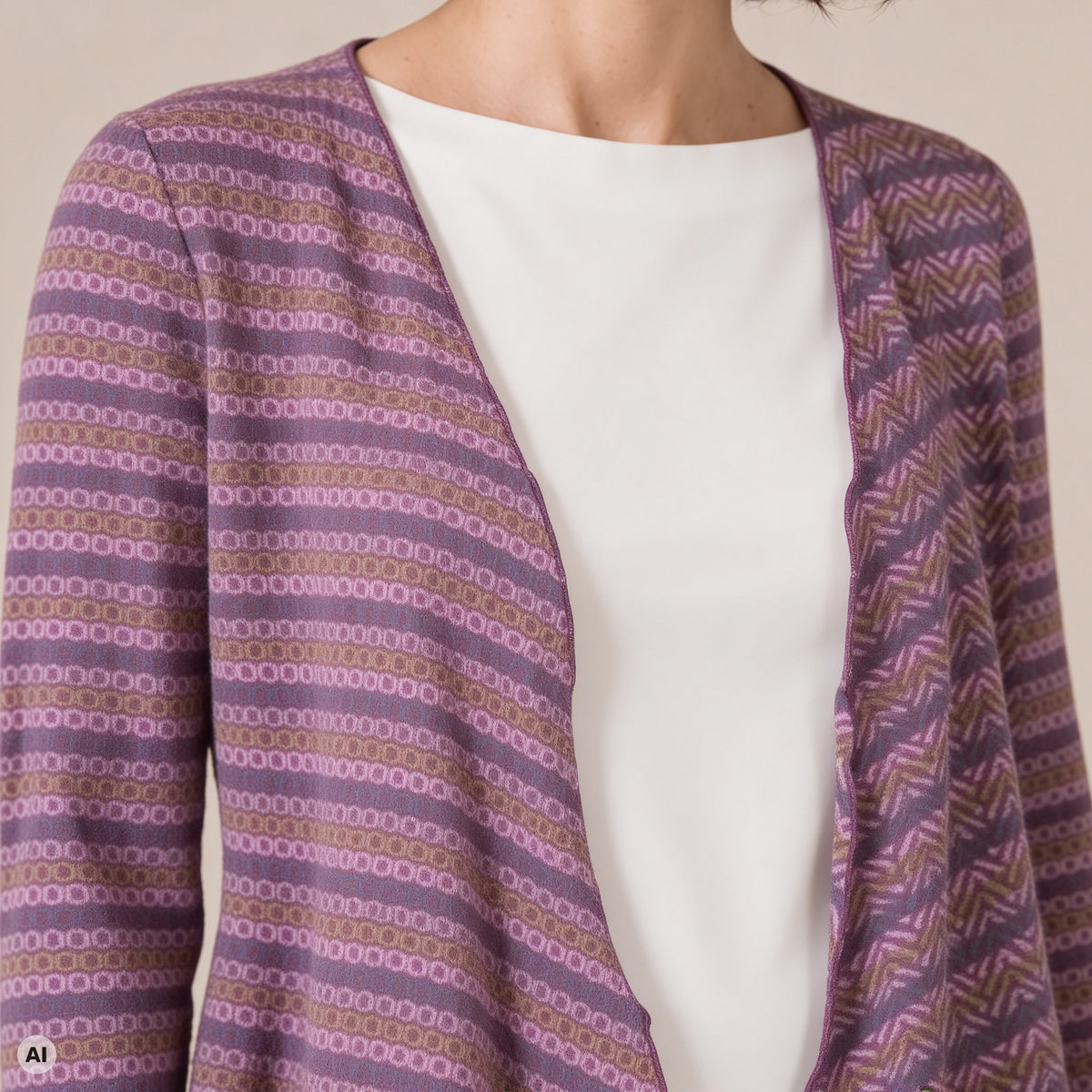 Hüllenjacke rosa – Detailansicht, mit KI bearbeitet