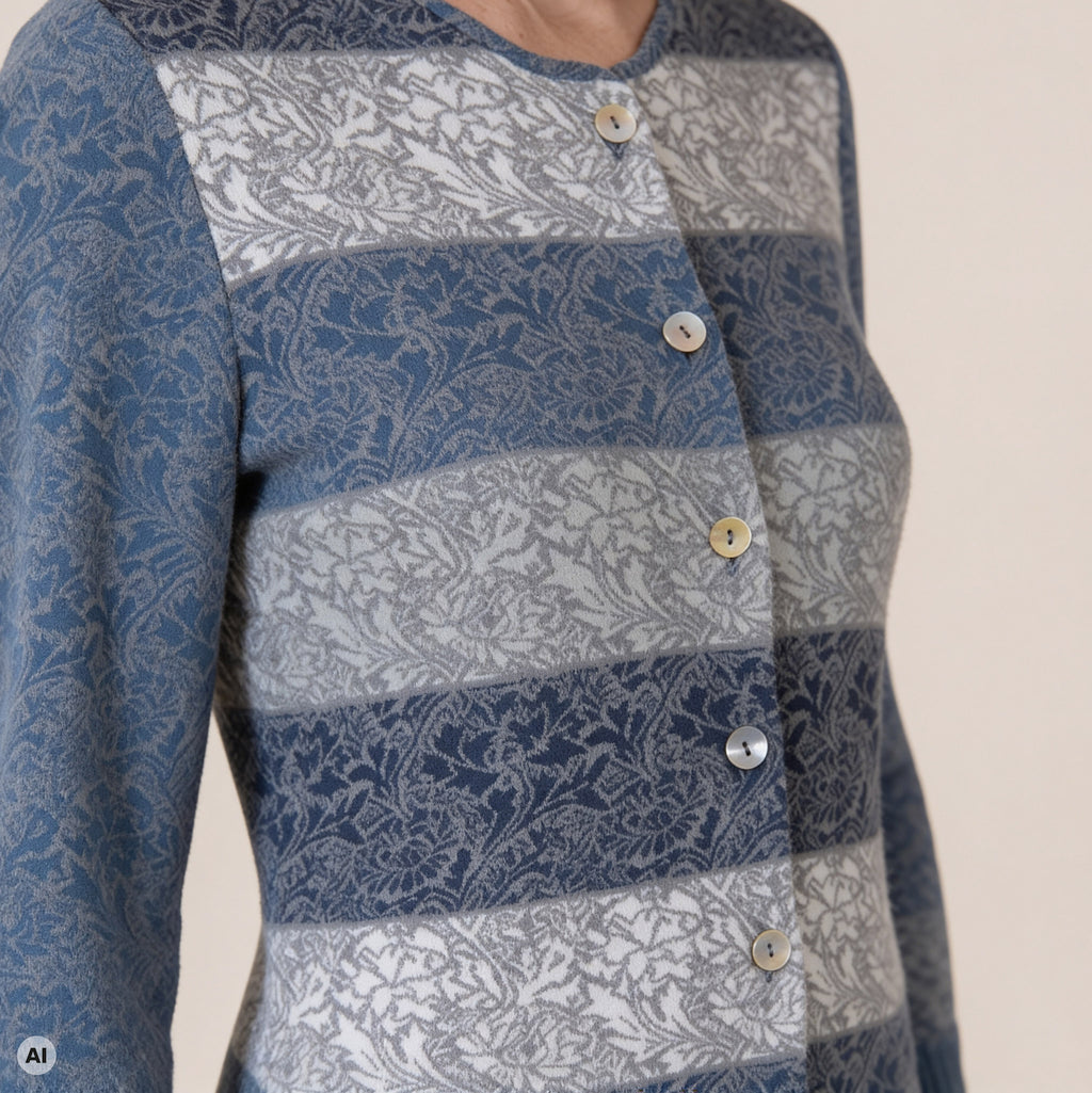 Jacke mit Falte grau – Detailansicht, mit KI bearbeitet