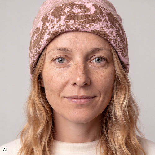Kappe klassik rosa – Nahaufnahme, mit KI bearbeitet