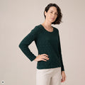 klassischer Pullover grün – Vorderansicht, mit KI bearbeitet