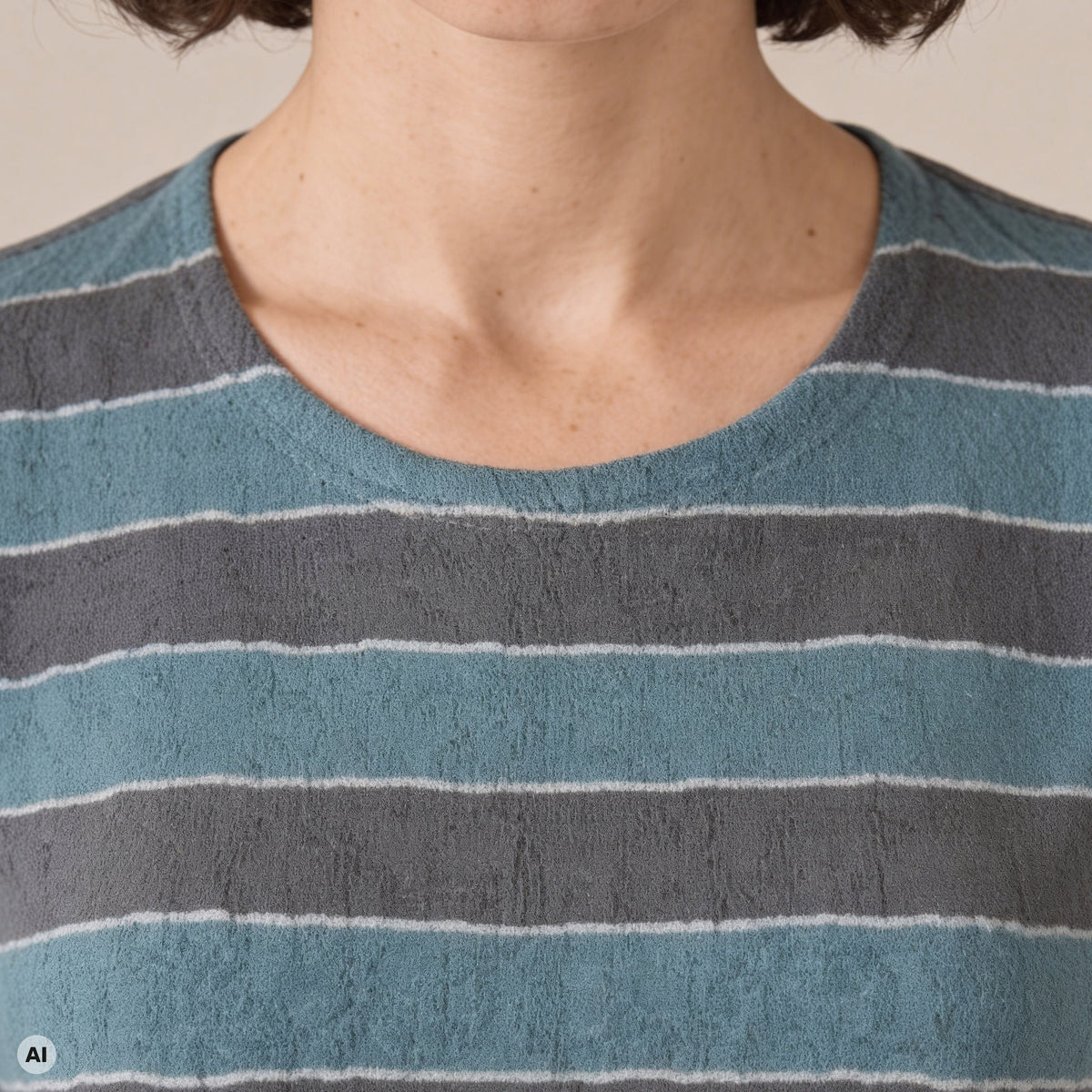 klassischer Pullover petrol – Detailansicht, mit KI bearbeitet