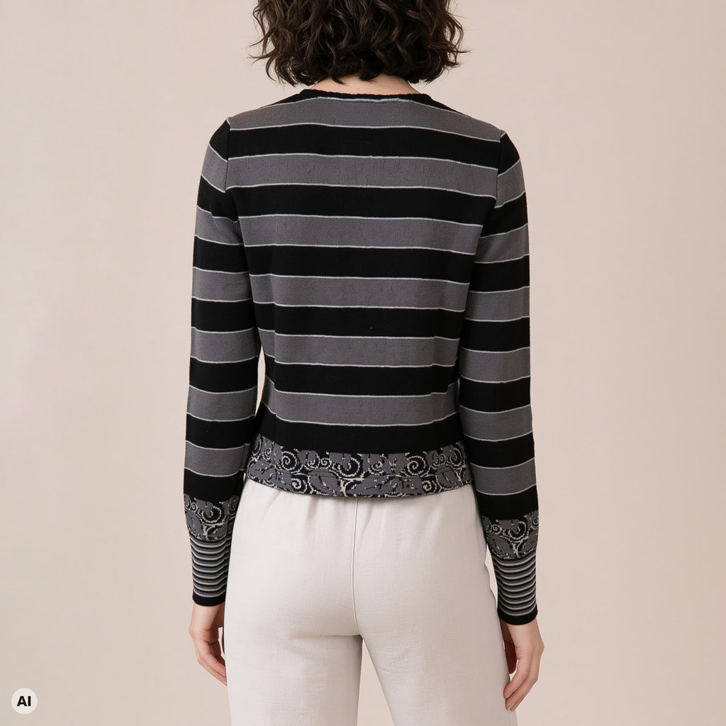 klassischer Pullover schwarz – Rückansicht, mit KI bearbeitet