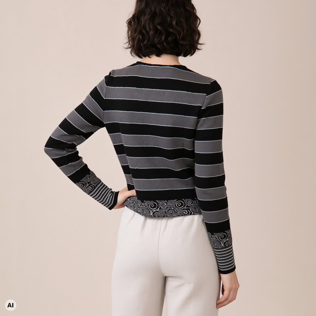 klassischer Pullover schwarz – Rückansicht, mit KI bearbeitet