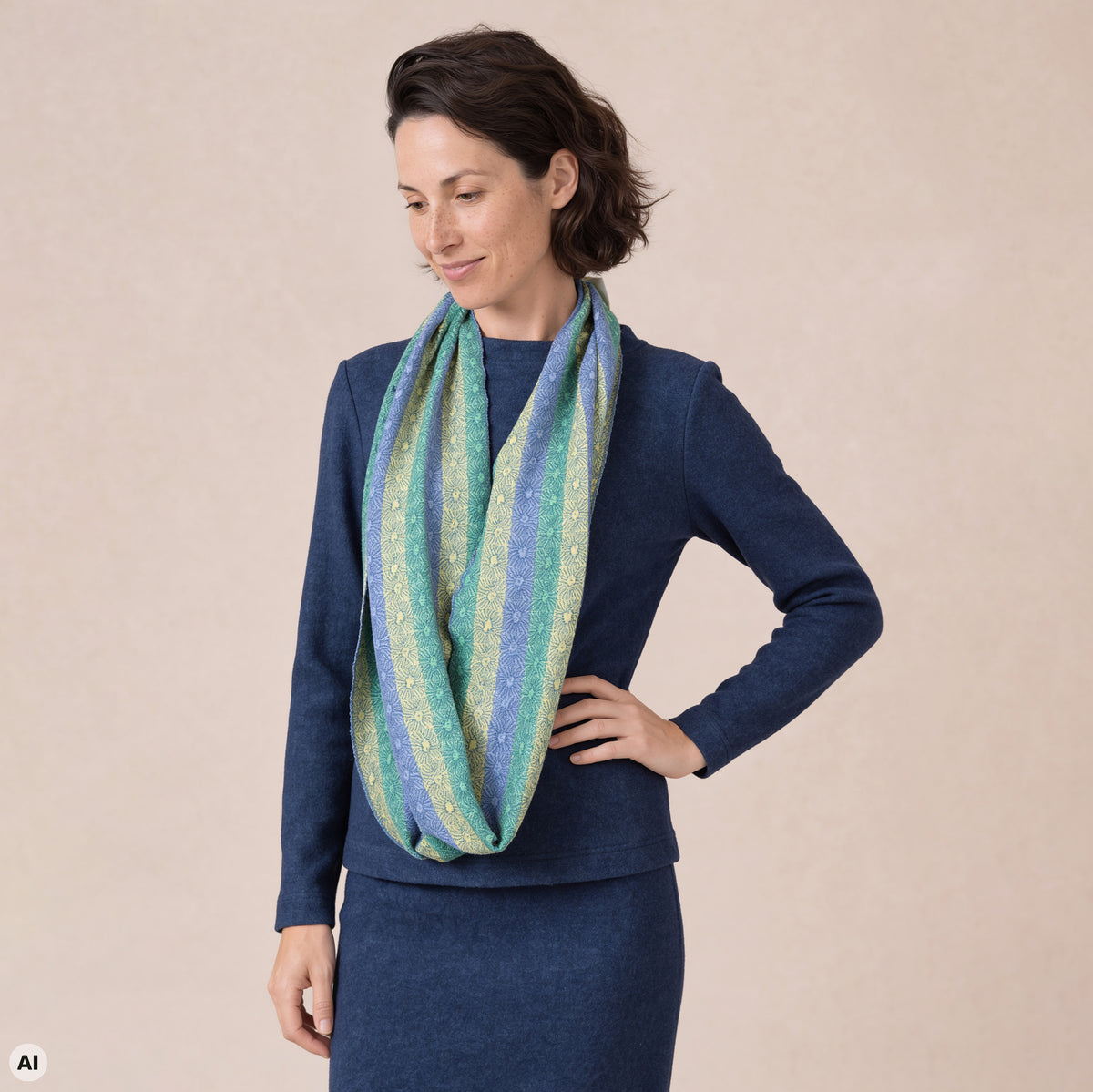 Loop blau – Vorderansicht, mit KI bearbeitet