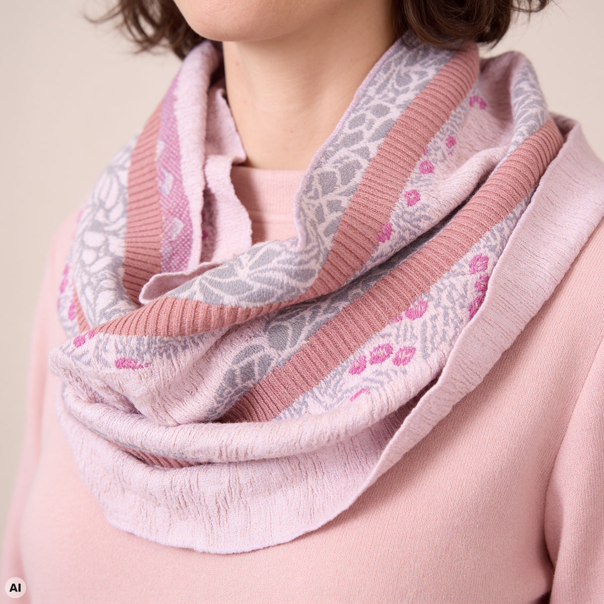 Loop rosa – Detailansicht, mit KI bearbeitet