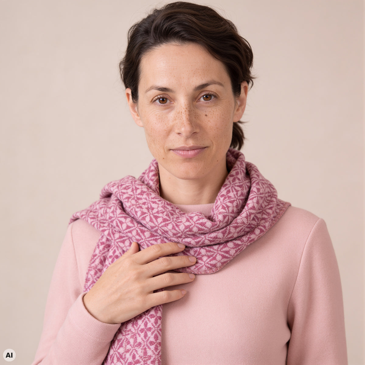 Schal pink – Nahaufnahme, mit KI bearbeitet
