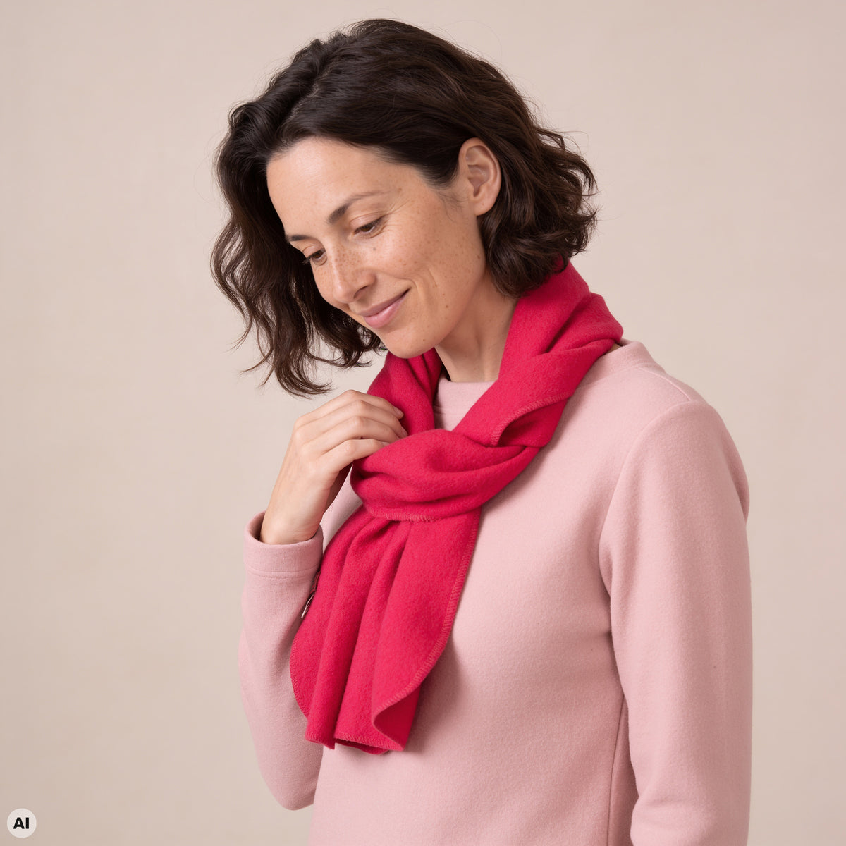 Schal pink – Nahaufnahme, mit KI bearbeitet