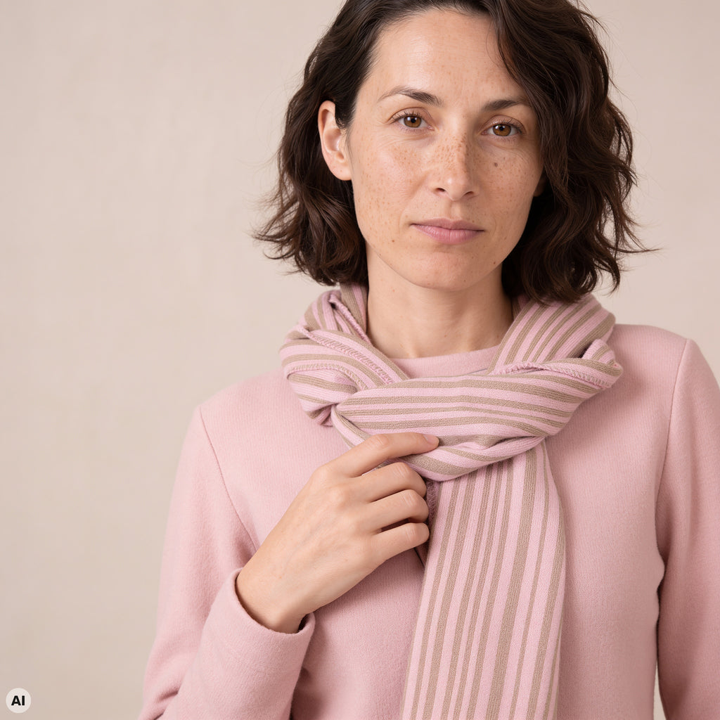 Schal rosa – Nahaufnahme, mit KI bearbeitet