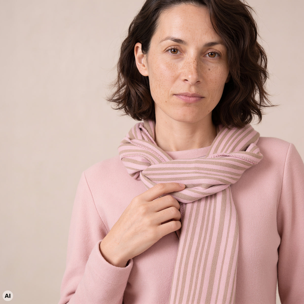 Schal rosa – Nahaufnahme, mit KI bearbeitet