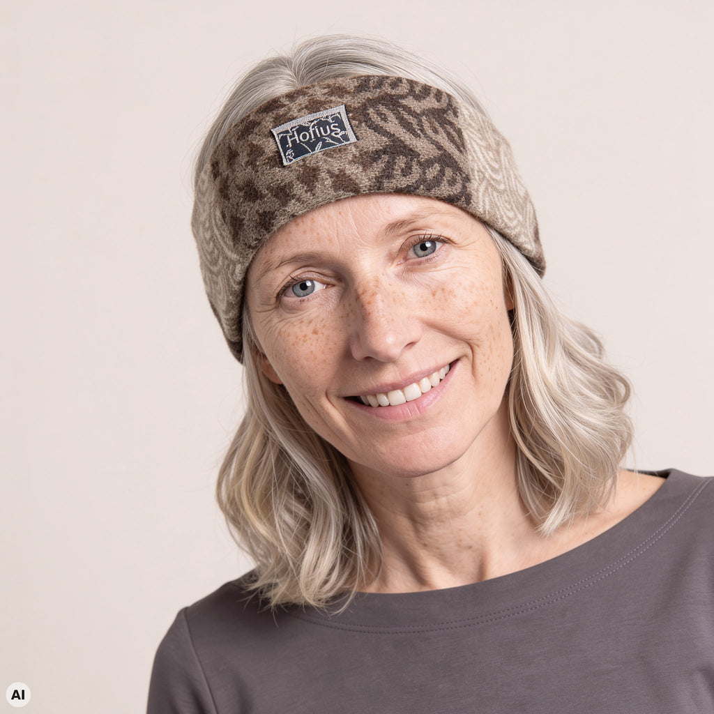 Stirnband braun – Nahaufnahme, mit KI bearbeitet