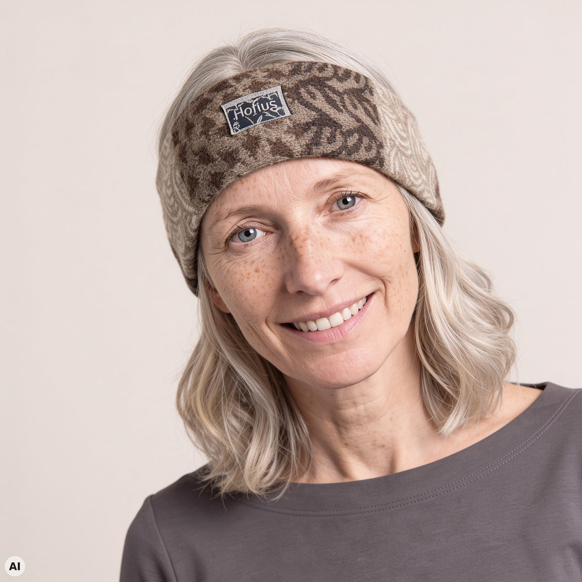 Stirnband braun – Nahaufnahme, mit KI bearbeitet
