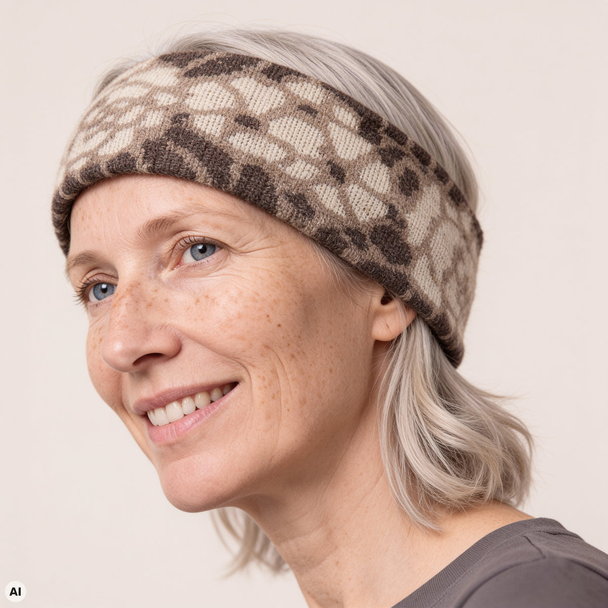 Stirnband braun – Nahaufnahme, mit KI bearbeitet