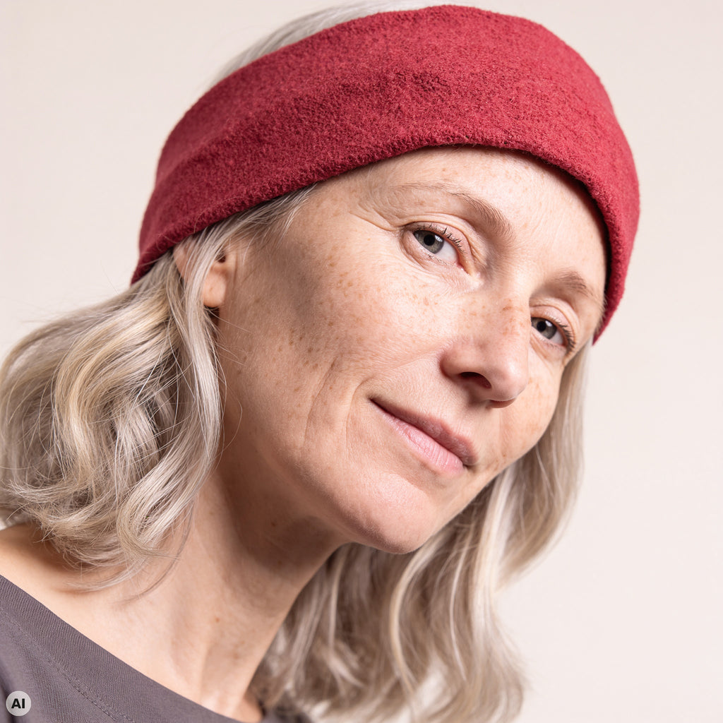 Stirnband pink – Nahaufnahme, mit KI bearbeitet