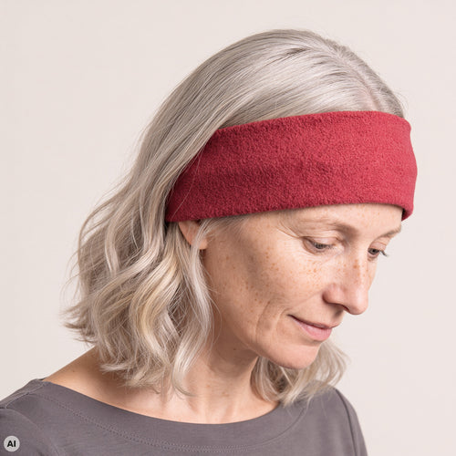Stirnband pink – Nahaufnahme, mit KI bearbeitet