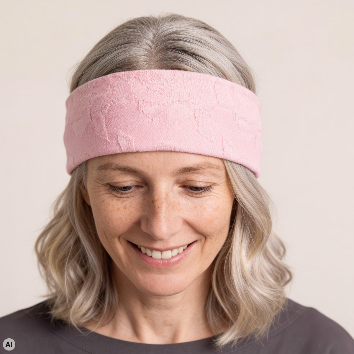 Stirnband rosa – Nahaufnahme, mit KI bearbeitet