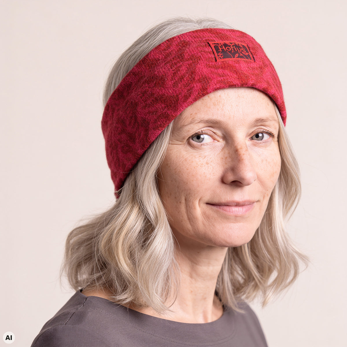 Stirnband rot – Nahaufnahme, mit KI bearbeitet