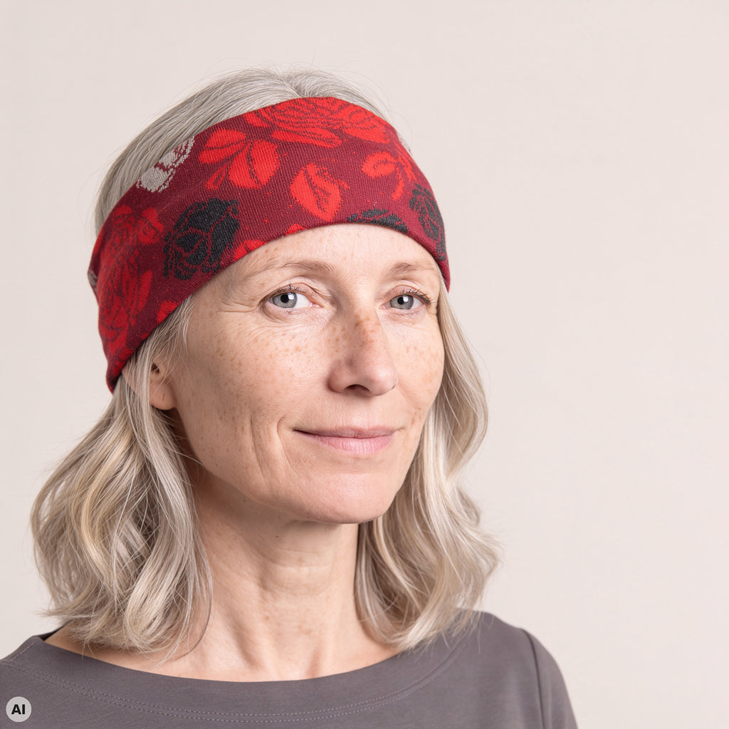 Stirnband rot – Nahaufnahme, mit KI bearbeitet