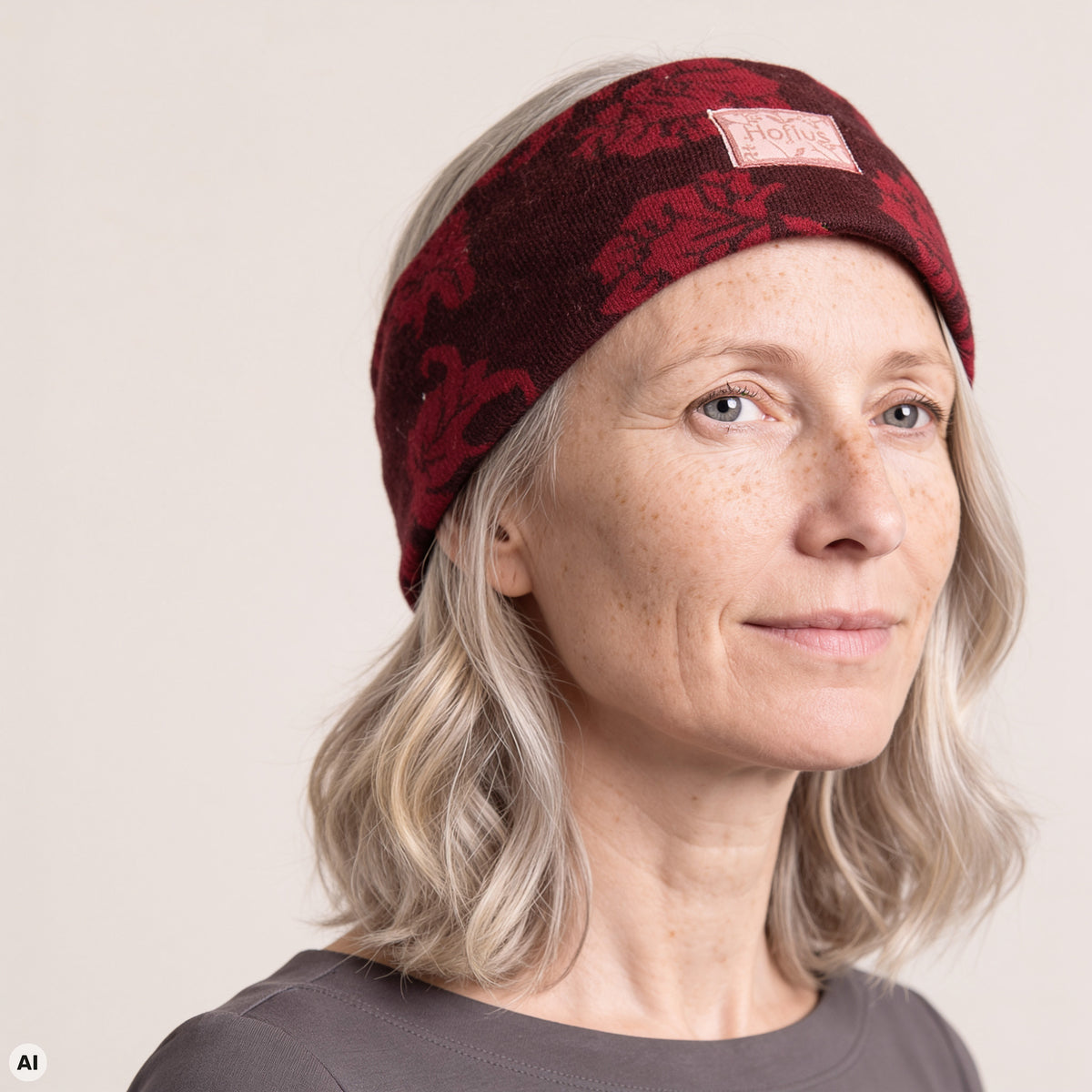 Stirnband rot – Nahaufnahme, mit KI bearbeitet