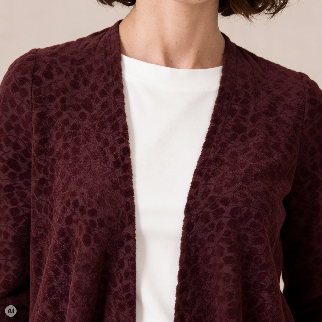 Wickeljacke rot – Detailansicht, mit KI bearbeitet