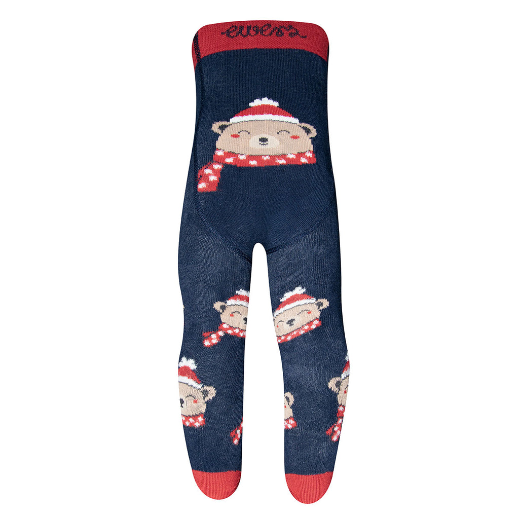 Thermo-Weihnachtstrumpfhose – Bär mit Mütze