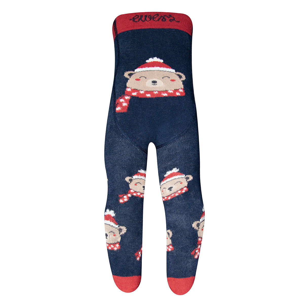 Thermo-Weihnachtstrumpfhose – Bär mit Mütze