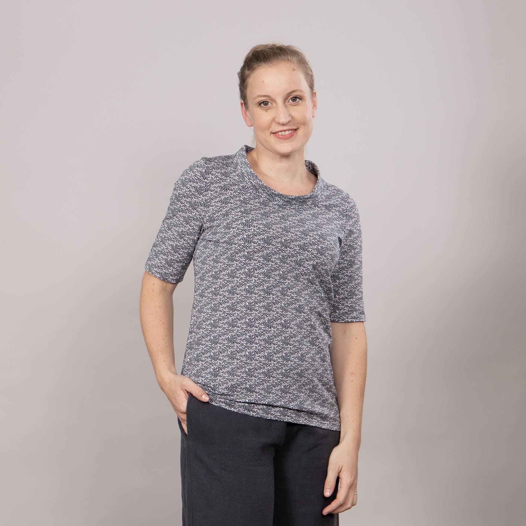 T-Shirt mit Klappkragen – bedruckt