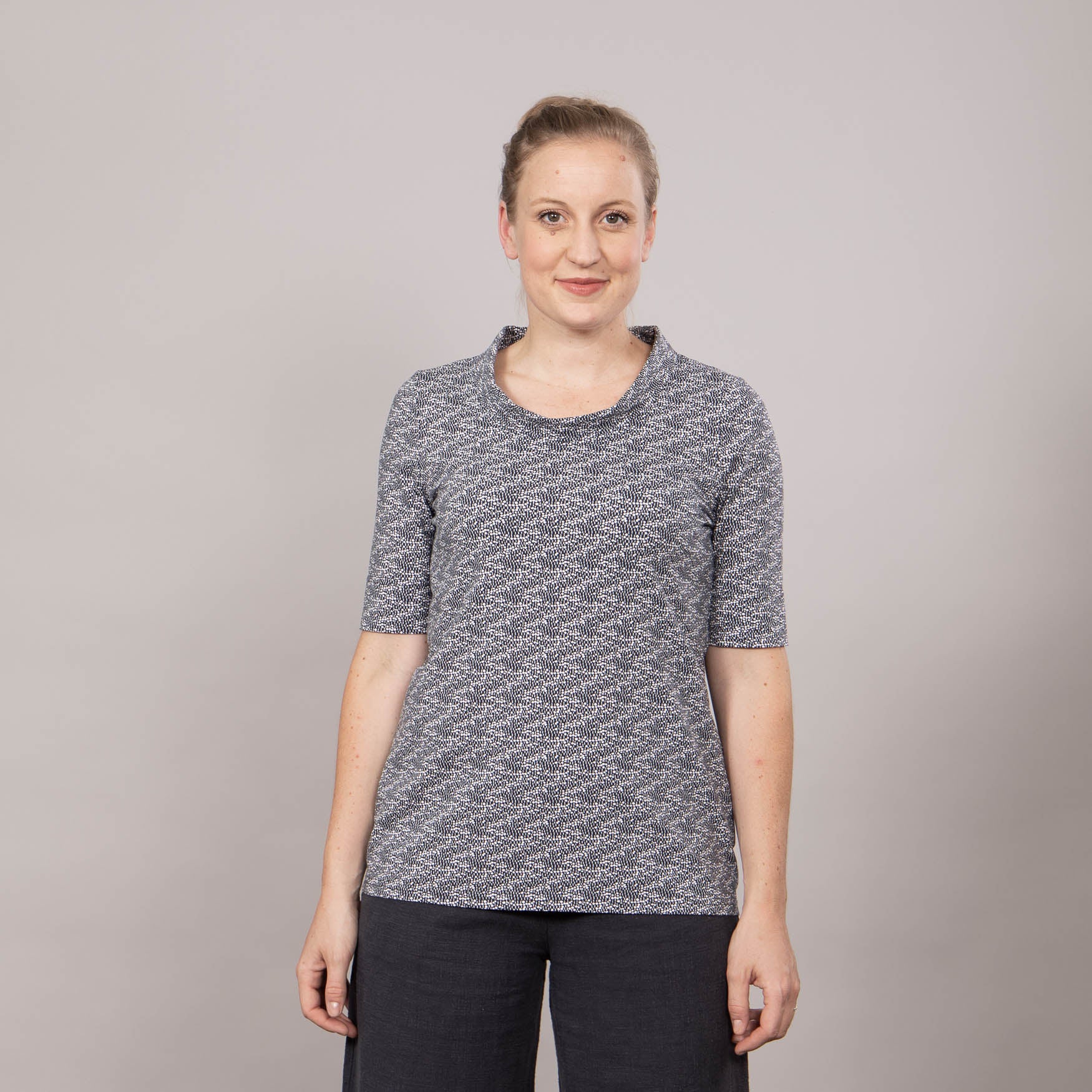 T-Shirt mit Klappkragen – bedruckt