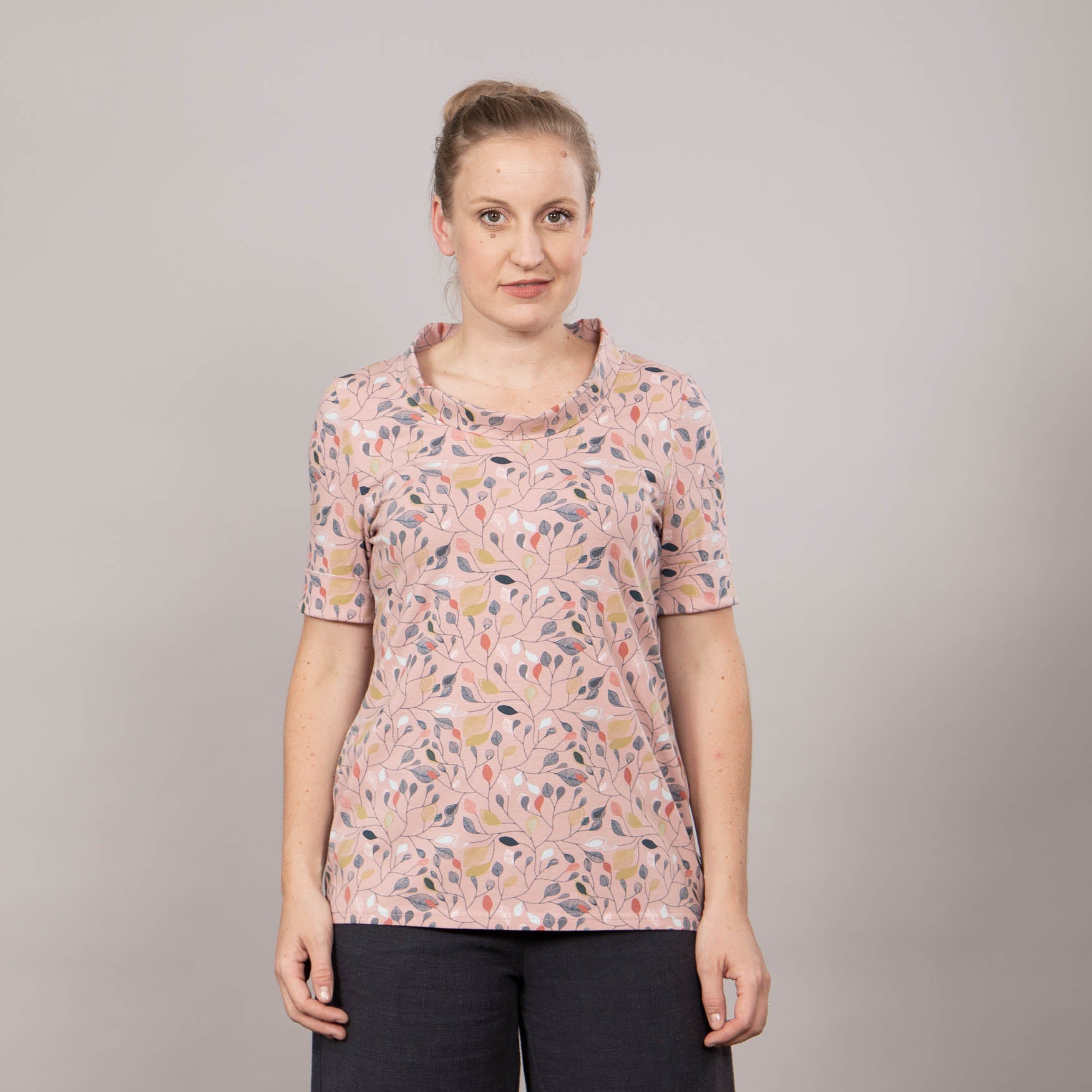 T-Shirt mit Klappkragen – bedruckt