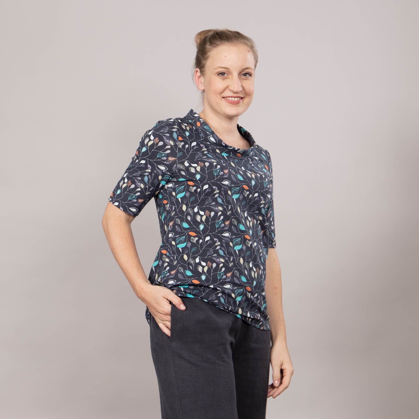 T-Shirt mit Klappkragen – bedruckt