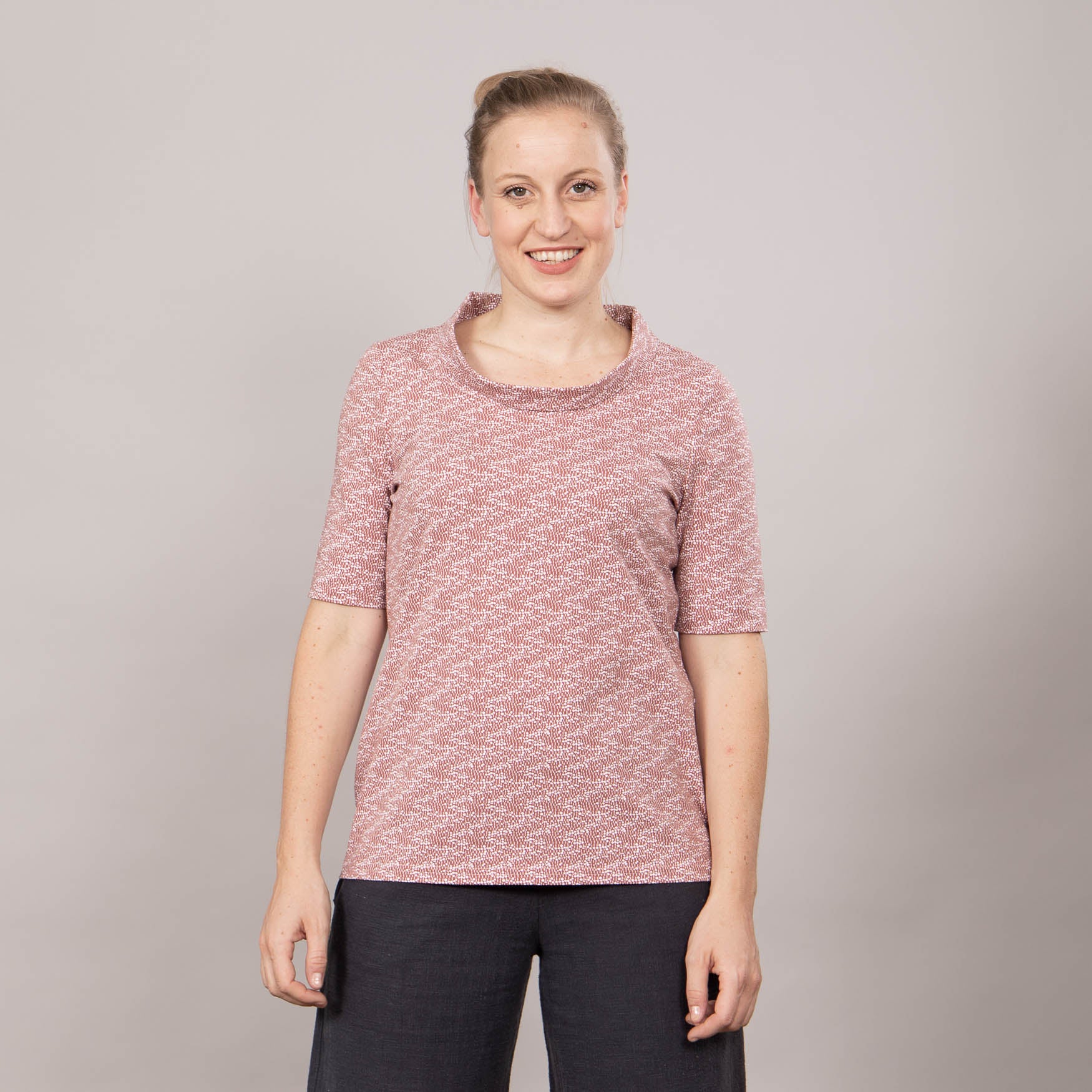T-Shirt mit Klappkragen – bedruckt