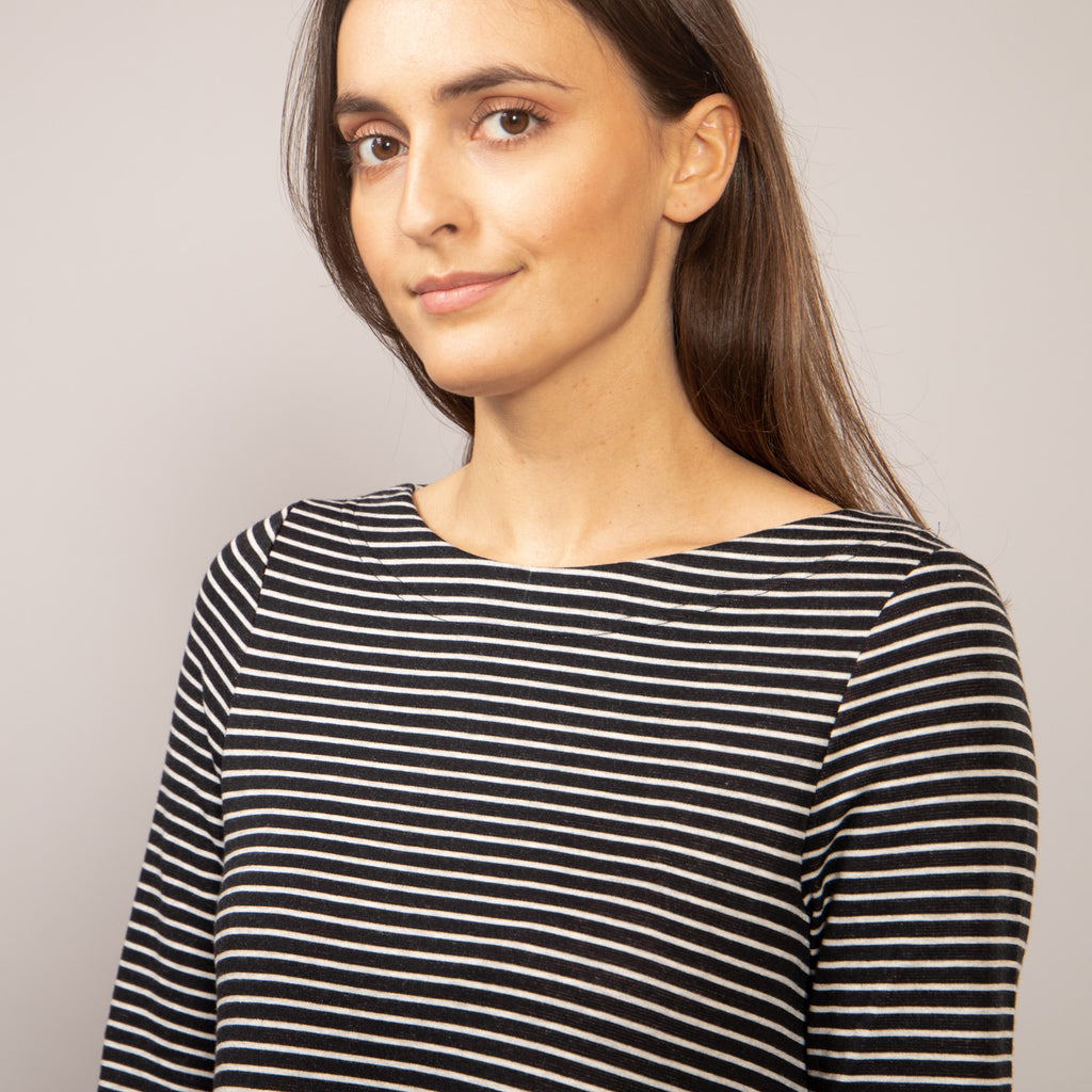 Glockenkleid lang – Ringel