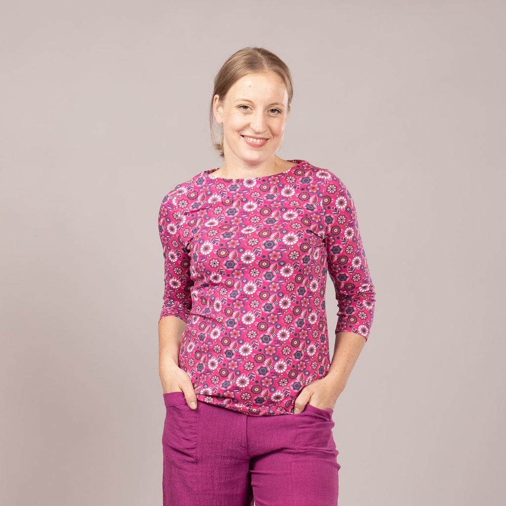 U-Bootshirt mit 3/4-Arm – bedruckt